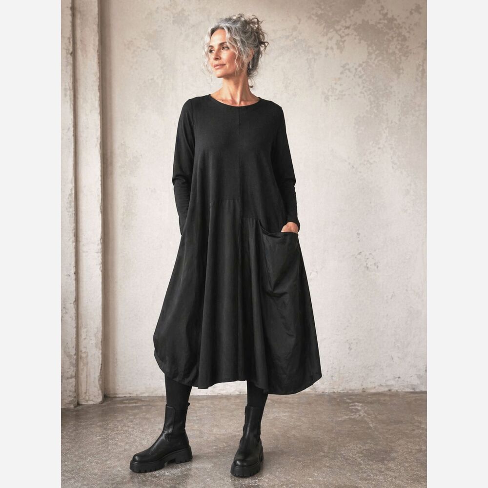 Urban By ALEMBIKA Black Long Sleeve Pocket Midi Dress  Women's Size 6